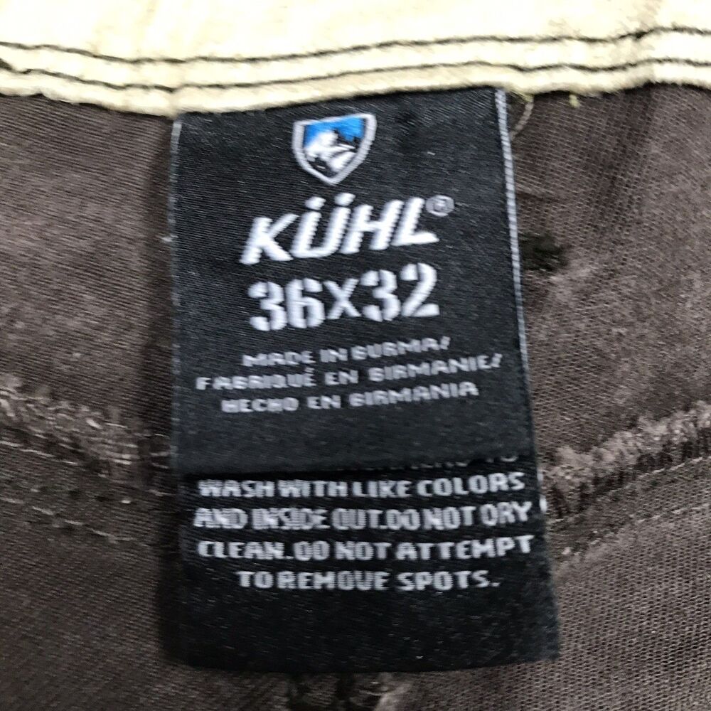 KUHL Rydr Pants Men 36x32 Brown Vintage Patina Dye Articulated Knee Hiking Work - Picture 13 of 16